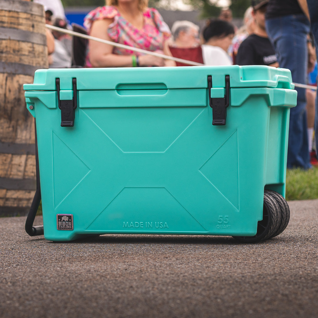 Seafoam 55 QT Wheeled Bison Cooler