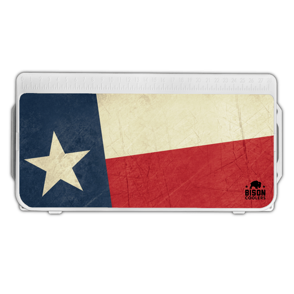 Bison Coolers Accessories - Texas Flag Lid Graphics. UV resistant, easy application, anti-skid texture, added durability. Best Outdoor Coolers for hunting and fishing.