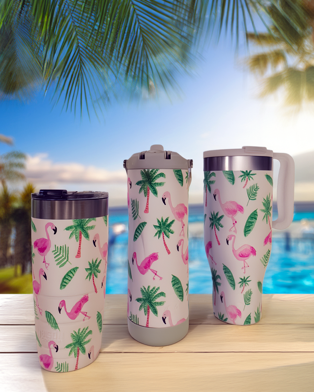 40 oz Tumbler - Flamingos