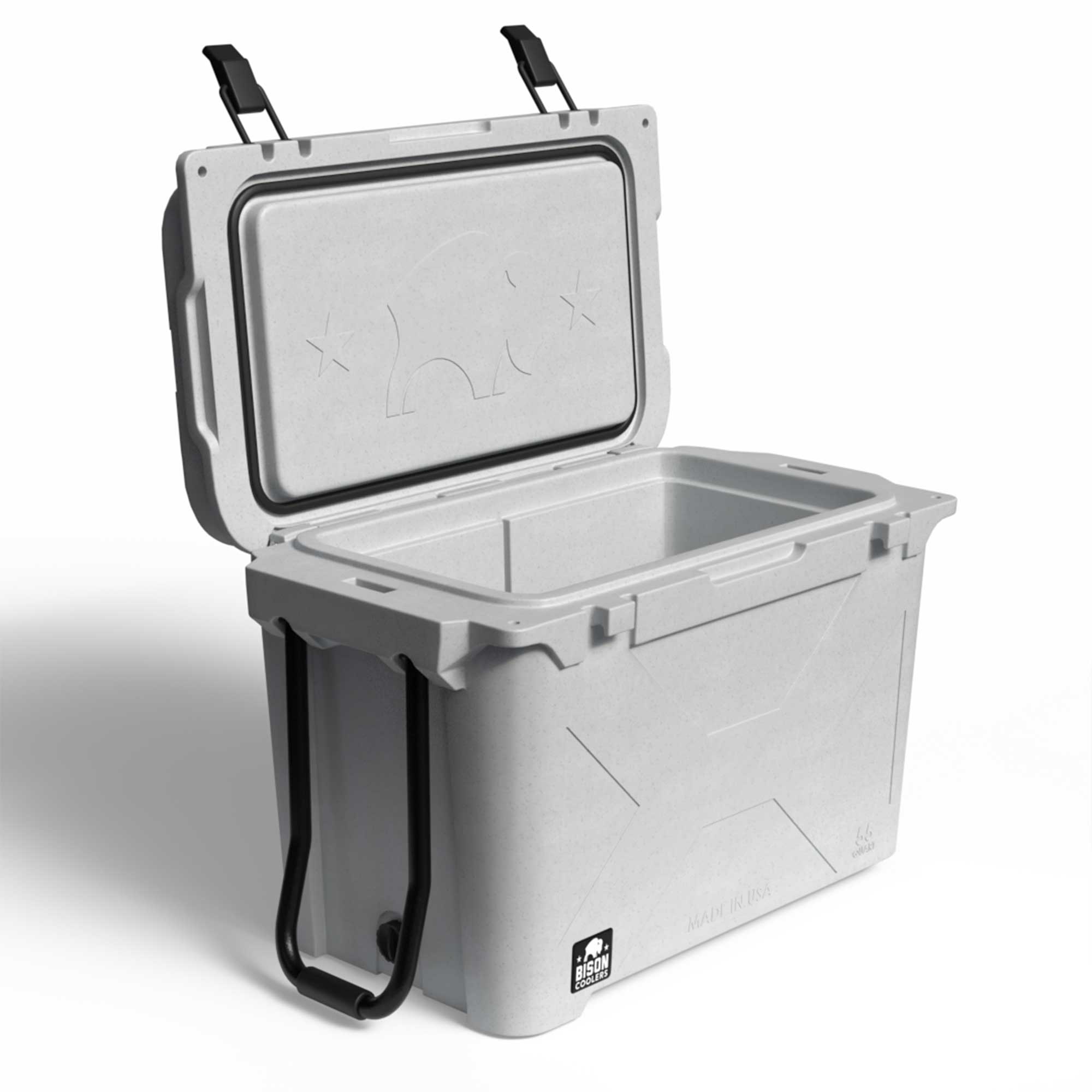 White 55 QT Wheeled Bison Cooler