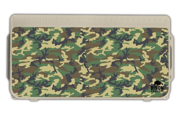 Woodland Camo Bison Cooler Lid Graphic. Customize your Bison cooler!