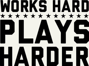 Work Hard, Play Hard. The official decal of the Bison Coolers Field Staff Team.  Available in black or white.